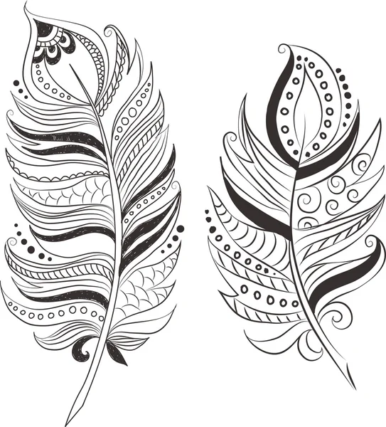 Plumas en estilo tribal . — Vector de stock