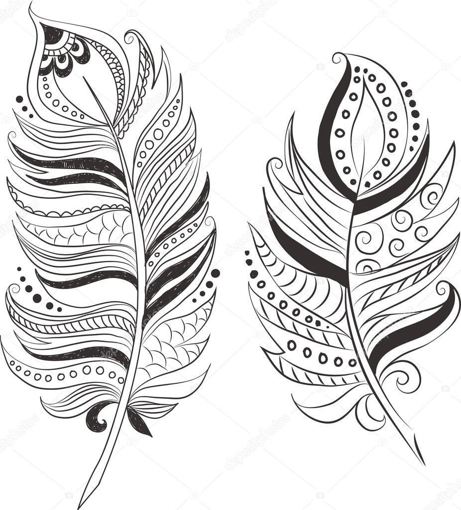 Feathers in tribal style.