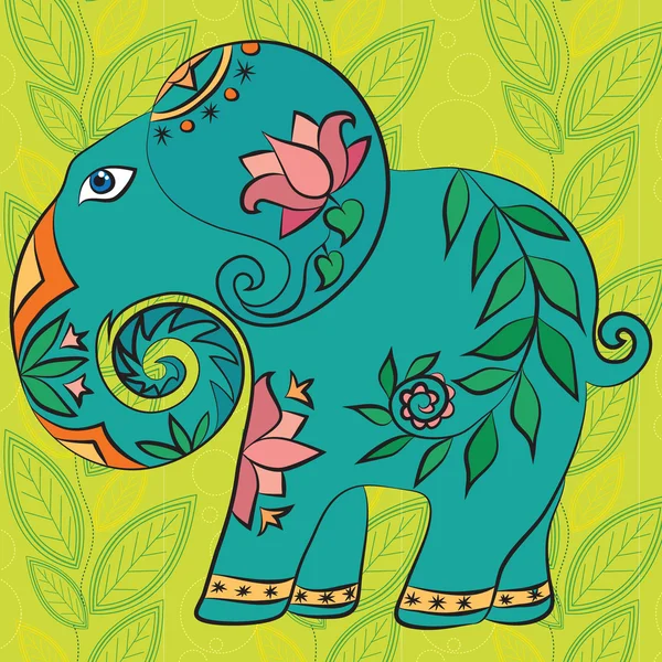 Elefante indiano com padrão e textura — Vetor de Stock