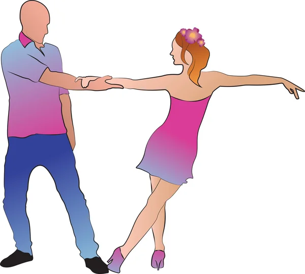 Danse homme et femme en costume . — Image vectorielle