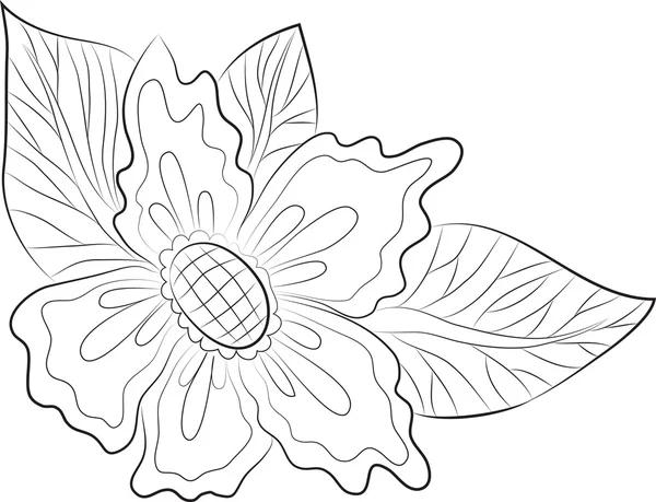 Tatuaje flor y hojas — Vector de stock