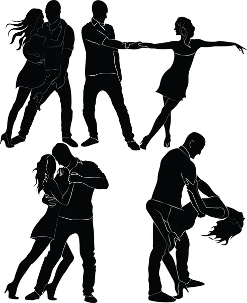 Ensemble de couples dansants . — Image vectorielle