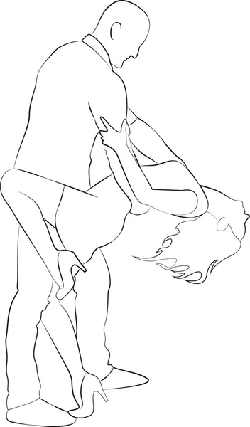 Social dancing. Contour Stock Vector