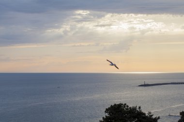 Gün batımında deniz manzarası