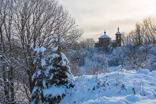 Bosque Invierno Iglesia Ortodoxa —  Fotos de Stock