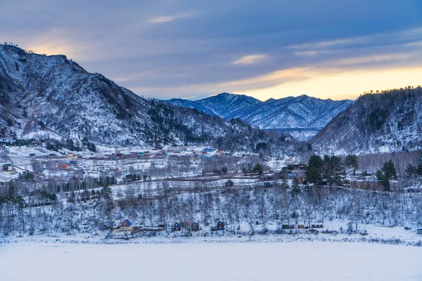 Зимовий Пейзаж Краєвидом Гори Алтай Росія — стокове фото
