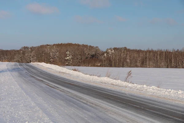 Road Snowy Field — Photo