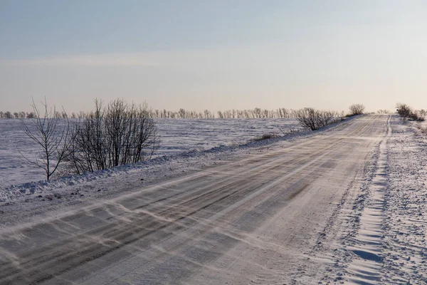 Road Snowy Field — Photo
