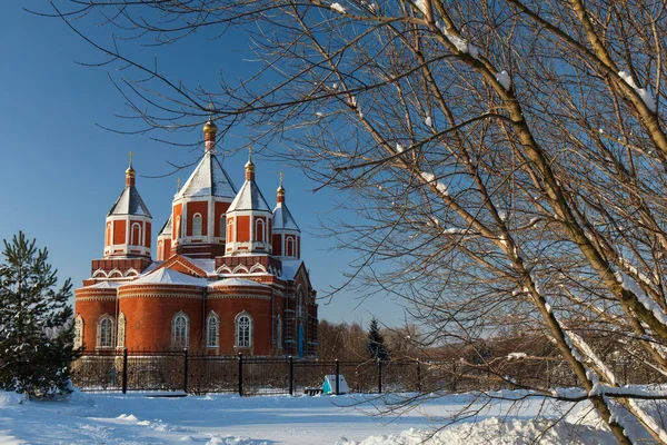 Paisagem Inverno Com Igreja — Fotografia de Stock