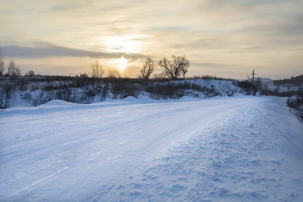 Road Snowy Field — Photo