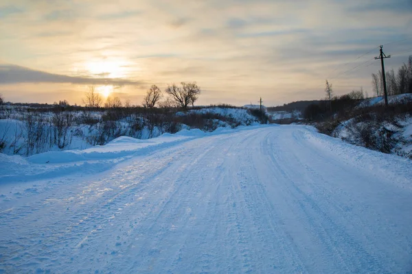Road Snowy Field — Photo