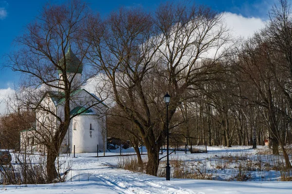 Winterlandschap Met Kerk — Stockfoto
