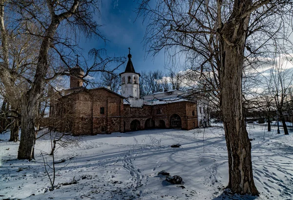 Paisagem Inverno Com Igreja — Fotografia de Stock