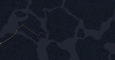 Rout, şehir haritasında broşla işaretlenmiş bir yer. Navigasyon pimi. Sokak, yol ve ev işaretleri olan genel şehir haritası. Harita