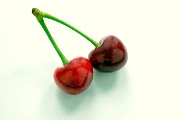 Cereza Fruta Golosinas Delicadeza Alimentación Sobre Fondo Blanco Cerca — Foto de Stock