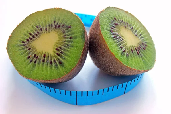 Fruit Weight Loss Meter Device Measuring Length Healthy Lifestyle Kiwi — Stock Photo, Image
