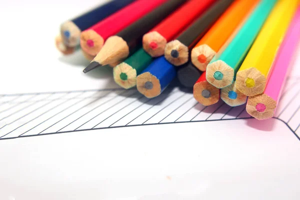 Lápices Colores Dibujo Tema Del Trabajo Del Ingeniero Espacio Para —  Fotos de Stock