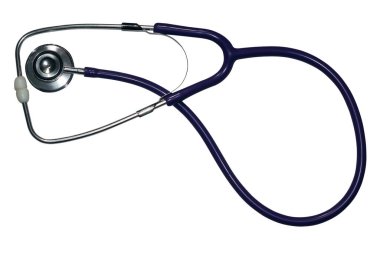 İzole edilmiş beyaz arkaplanda nabzı kontrol etmek için stetoskop