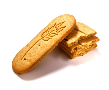 Kurabiyeler beyaz arka planda izole edilmiş. Tatlı kurabiyeler. Ev yapımı hamur..