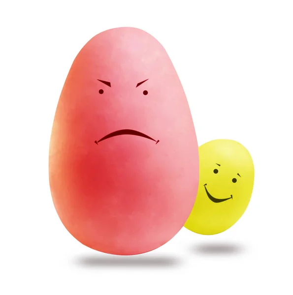 一个大的 严格的蛋 一个小的 有趣的蛋 作为一个保护孩子的概念 是孤立的 — 图库照片