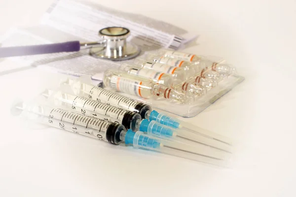Einmalspritze Plastische Injektionsmedizin Medizinische Geräte Insulinspritze Für Diabetiker — Stockfoto