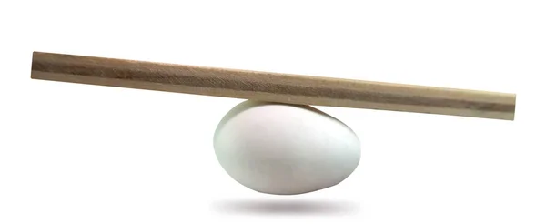 Concetto Equilibrio Tavola Sull Equilibrio Delle Uova Isolata Fondo Bianco — Foto Stock
