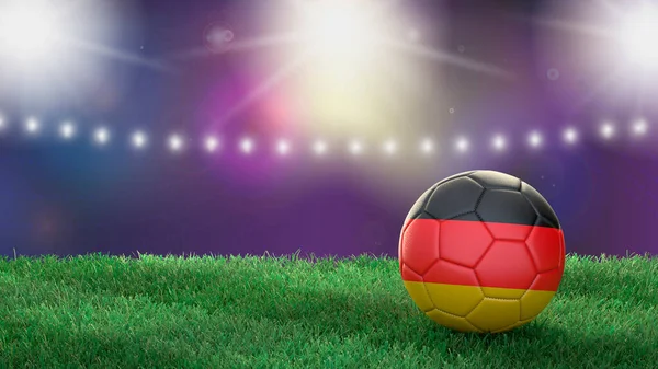 Parlak bulanık stadyum arka planında bayrak renginde futbol topu. Almanya. 3B resim