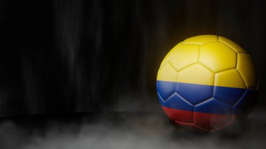 Soyut arka planda bayrak renginde futbol topu. Kolombiya 'da. 3B resim.