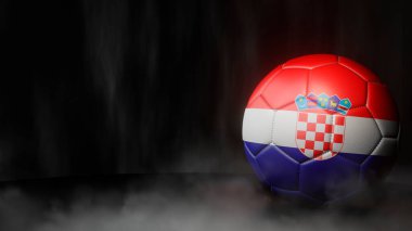 Soyut arka planda bayrak renginde futbol topu. Hırvatistan. 3B resim.