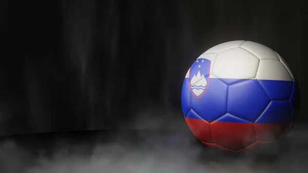 Soccer ball in flag colors on a dark abstract background. Slovenia. 3D image.