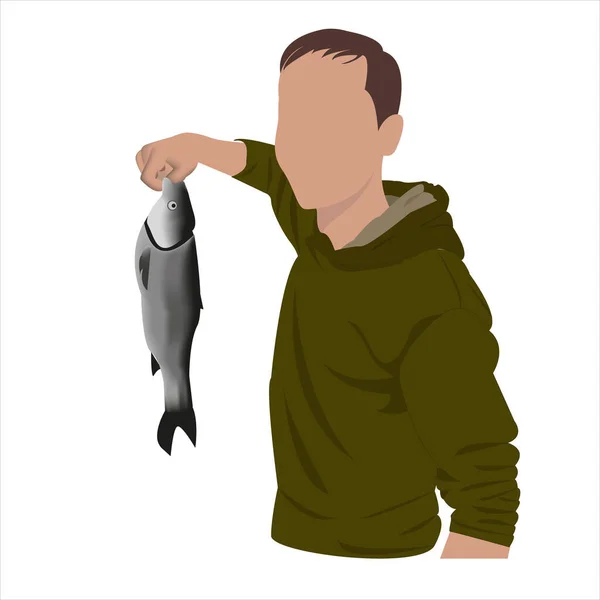 Världsfiskedagen Nationell Fiskedag Man Håller Fisk Sina Händer — Stockfoto