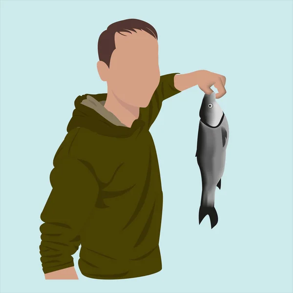 Man Håller Fisk Sina Händer Nationell Fiskedag Världsfiskedagen — Stockfoto
