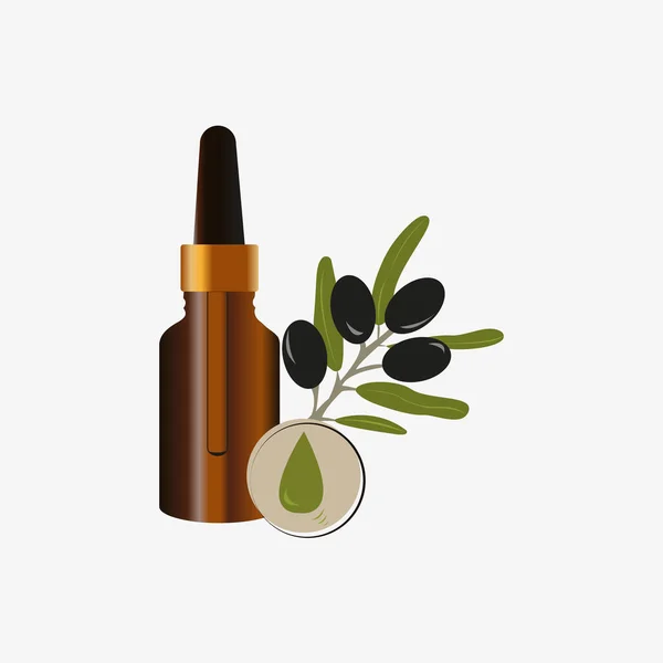 Naturlig Eterisk Olja Serum Brun Glasflaska Med Pipett Hudvård Kosmetika — Stockfoto