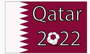 Katar Sancağı 2022. Çeviri: Katar 2022 Futbol veya Futbol Şampiyonası. Logo, simge