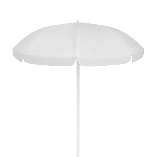 Πτυσσόμενη Ομπρέλα Παραλίας Λευκό Χρώμα Απομονωμένη Προστασία Από Τον Ήλιο — Φωτογραφία Αρχείου