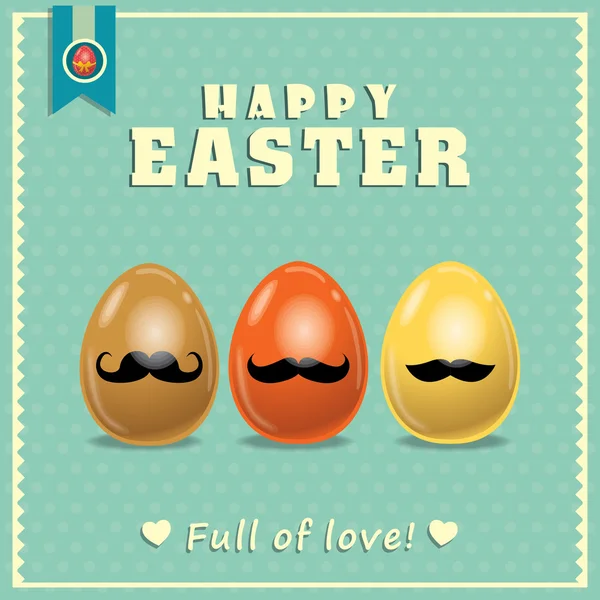Vintage Easter Egg diseño de póster conjunto de bigotes, bigote, estilo hipster — Vector de stock
