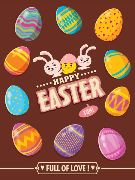 Vintage Easter Egg poster design with Easter bunny — Stock Vector