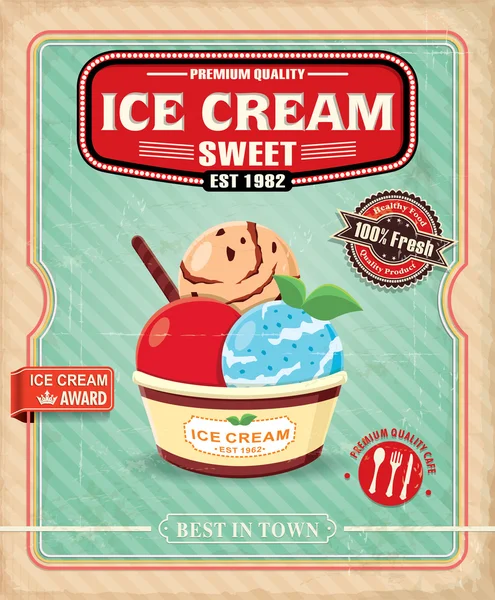 Diseño de póster de helado vintage — Vector de stock