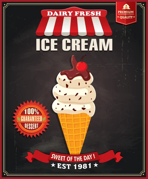 Conception d'affiche vintage de crème glacée — Image vectorielle