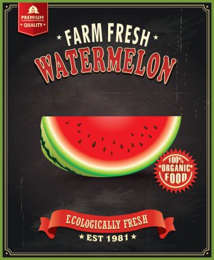 Vintage çiftlik taze karpuz poster tasarımı