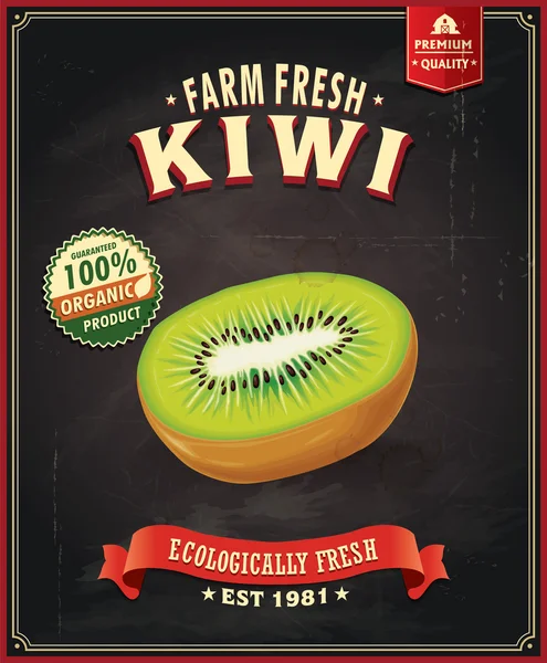 Vintage boerderij verse Kiwi posterontwerp — Stockvector