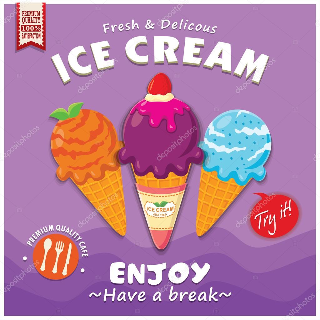 Vintage Ice Cream poster design Stock Vector Image by ©Donnay #107305310