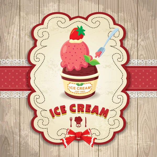 Vintage ICE CREAM design de cartaz — Vetor de Stock