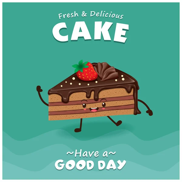 Дизайн плаката Vintage Cake с векторным характером торта . — стоковый вектор