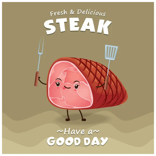 Poster vintage steak design avec caractère vecteur steak . — Image vectorielle