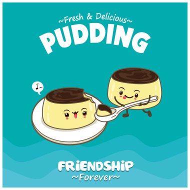 Puding karakterli klasik yemek posteri tasarımı.