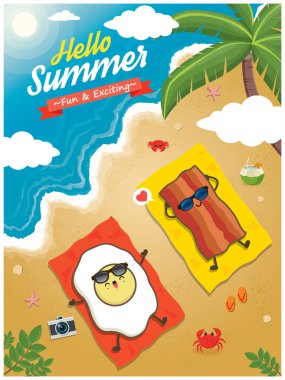 Pastırma ve yumurta karakterli klasik bir poster tasarımı..