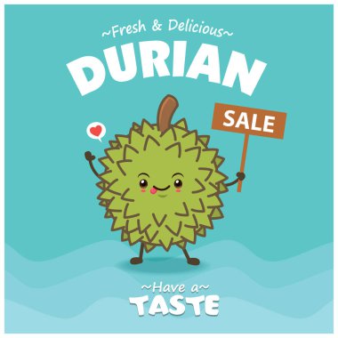 Durian karakterli klasik yemek posteri tasarımı.