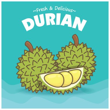 Durian 'lı klasik yemek posteri tasarımı.
