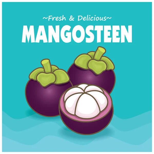 Vintage Σχεδιασμό Αφίσα Τροφίμων Mangosteen — Διανυσματικό Αρχείο